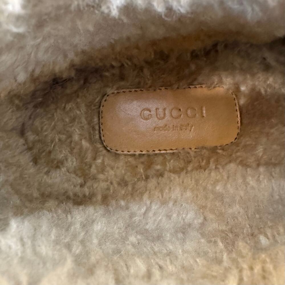 Gucci Crosby Rubber Ankle Boots Shearling Lining GG Horsebit Women's 40 (US10) - Picture 13 of 16